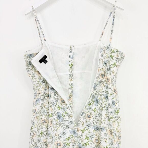 J. Crew White Pastel Floral Button Up Strappy Long Cotton Summer Dress - Picture 15 of 16
